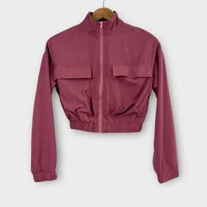 Area Stars Women’s Size XS Pink Mauve Waffle Knit Cropped Utility Jacket New